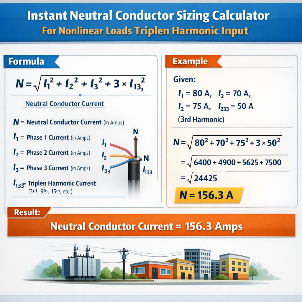Instant Neutral Conductor Sizing Calculator For Nonlinear Loads Triplen Harmonic Input