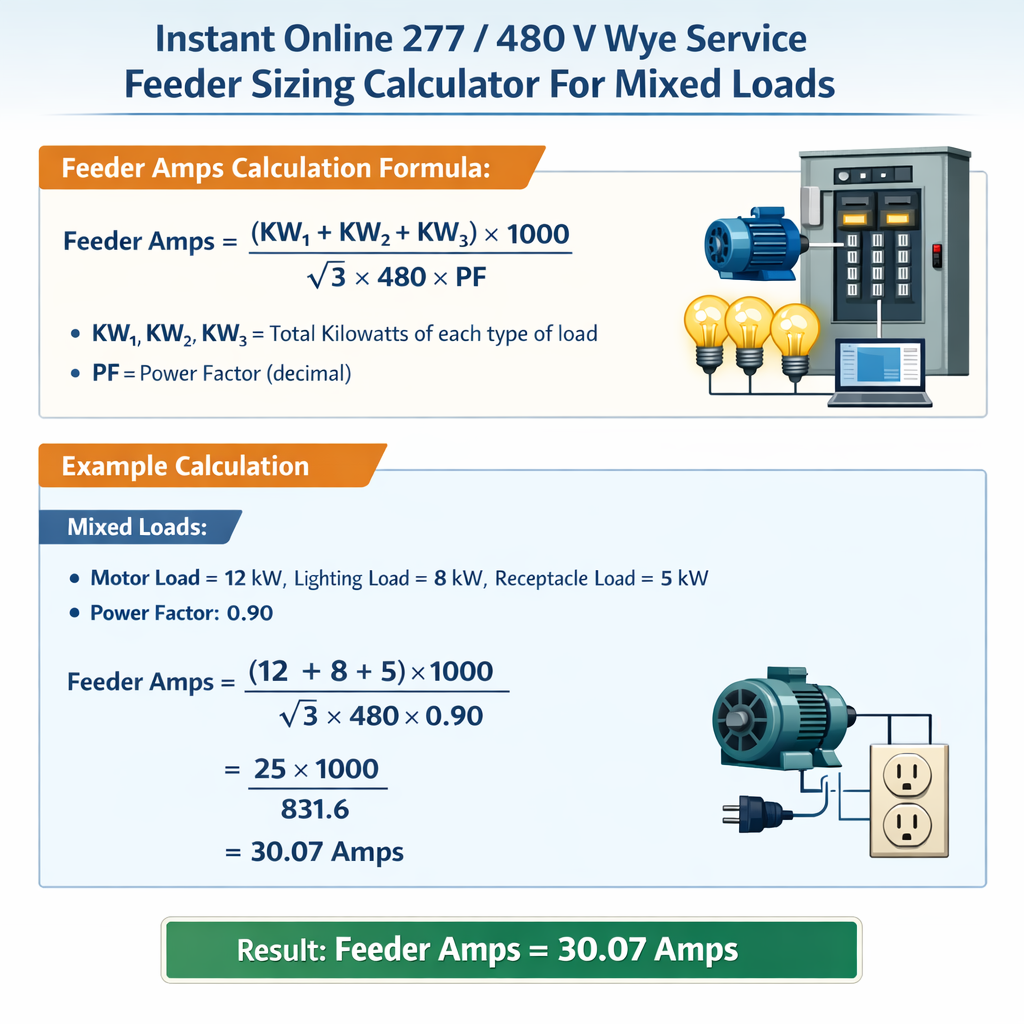 Instant Online 277 480 V Wye Service Feeder Sizing Calculator For Mixed Loads
