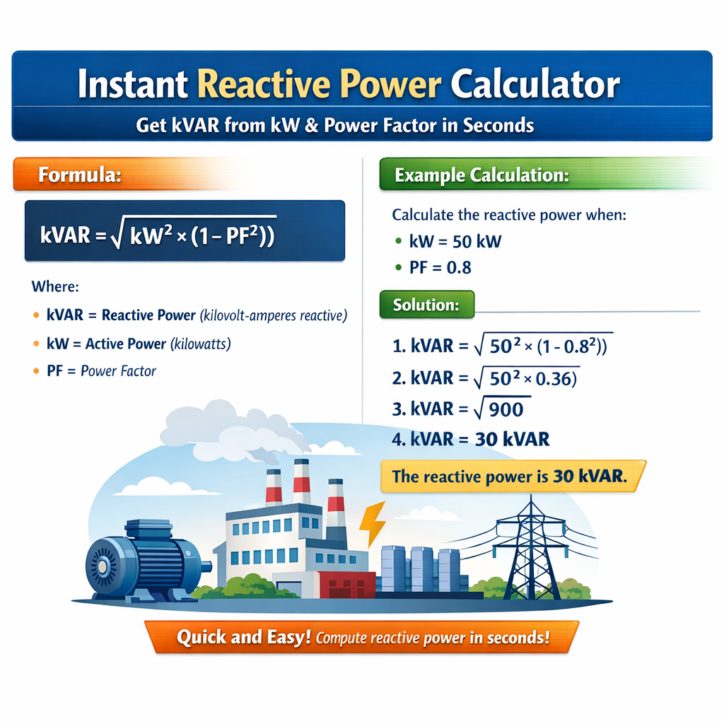 Instant Reactive Power Calculator Get Kvar From Kw Power Factor In Seconds