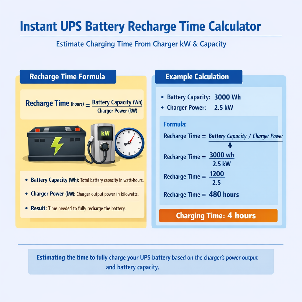 Instant Ups Battery Recharge Time Calculator Estimate Charging Time From Charger Kw A Capacity
