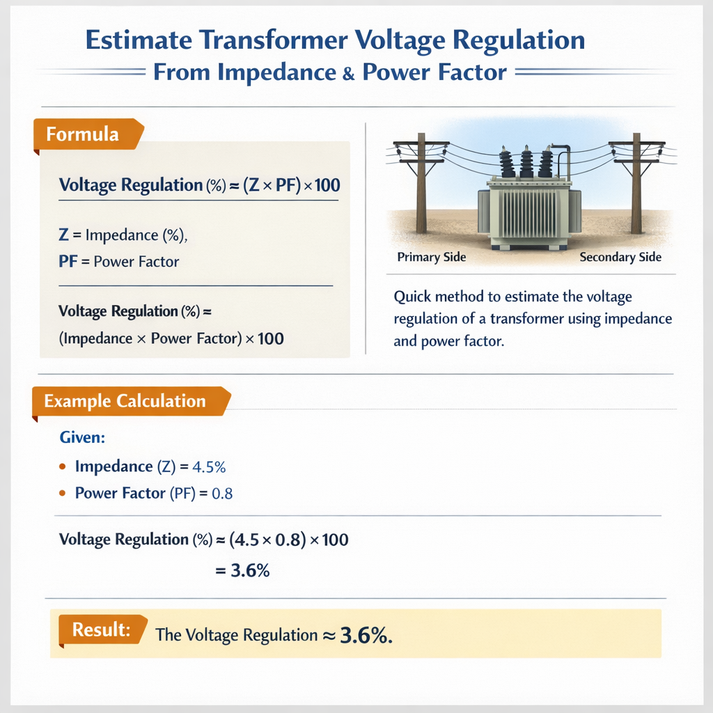 Instantly Estimate Transformer Voltage Regulation From Impedance Power Factor Guide