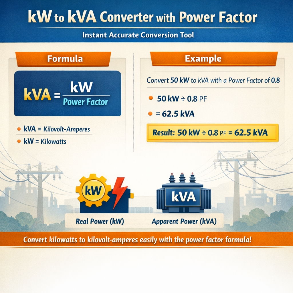 Kw To Kva Converter With Power Factor Instant Accurate Conversion Tool for Engineers
