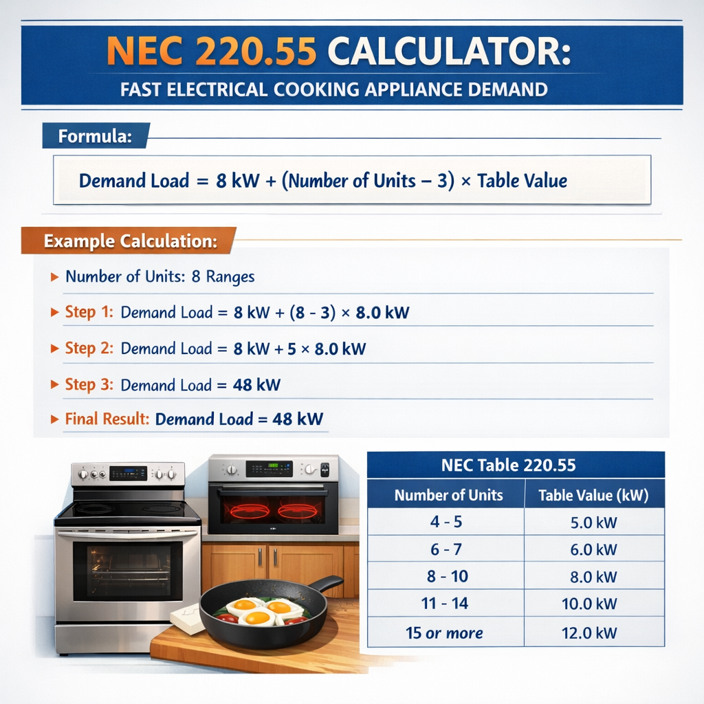 Nec 220 55 Calculator Fast Electrical Cooking Appliance Demand for Ranges Ovens Cooktops