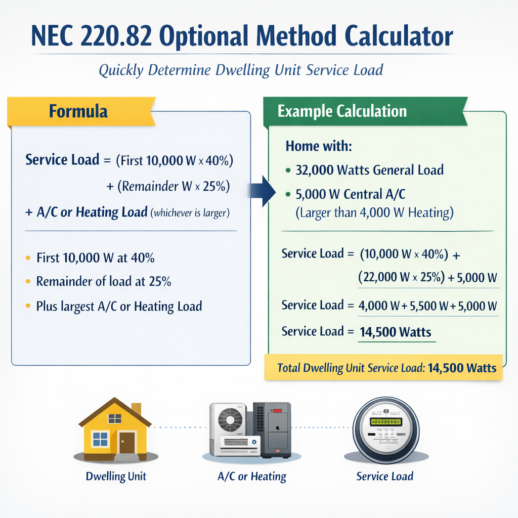 Nec 220 82 Optional Method Calculator Quickly Determine Dwelling Unit Service Load