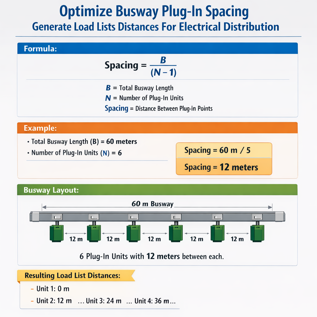 Optimize Busway Plug In Spacing Generate Load Lists Distances For Electrical Distribution