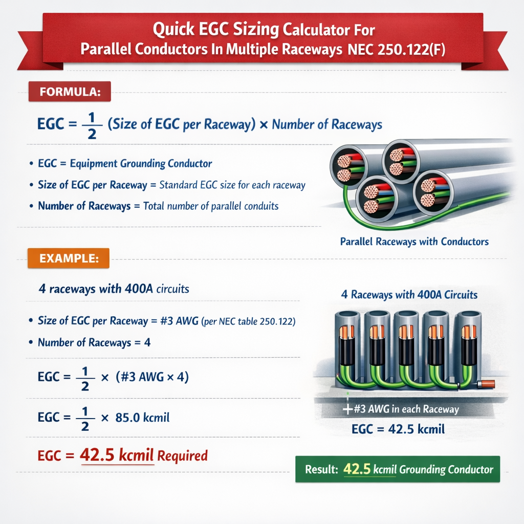 Quick Egc Sizing Calculator for Parallel Conductors in Multiple Raceways NEC 250 122f