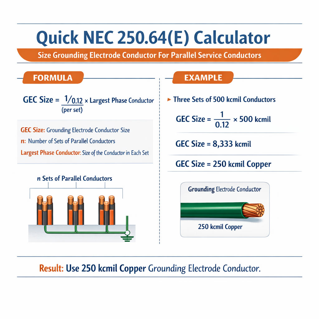 Quick Nec 250 64e Calculator Size Grounding Electrode Conductor For Parallel Service Conductors